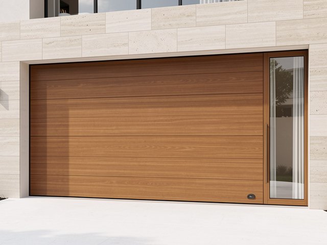 Contemporary wood garage door