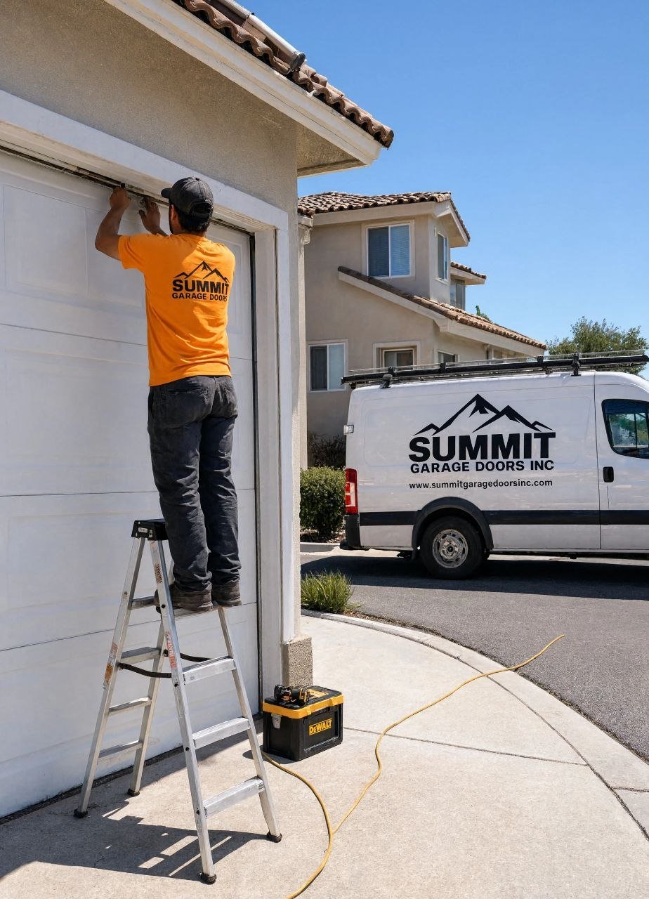 Summit technician repairing a garage door